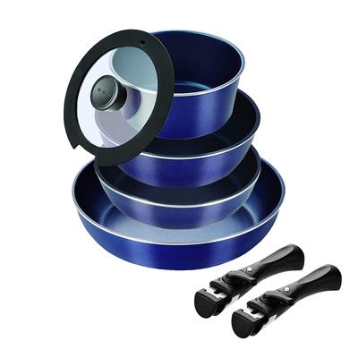 Набор из 7 предметов посуды Pearl Metal Stack Plus Blue Diamond Coat IH, темно-синий HB-5632