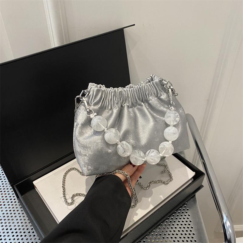 Модная нежная плиссированная сумка с бусинами в иностранном стиле, весенне-летняя универсальная сумка-мессенджер, женская сумка Tide