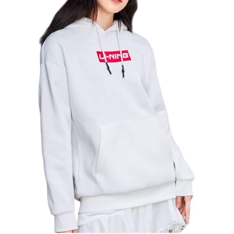 Li Ning Коллекция спортивной моды Толстовки Унисекс Белый С капюшоном Утепленная Обычный AWDRC33-1