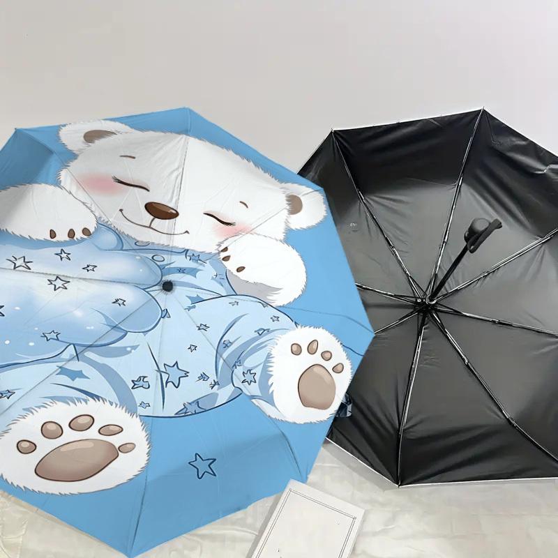 1PC Polar bear Umbrella-8-Rib Reinforced, Automatic Open, Lightweight & Durable, Fashion Accessory for Outdoor, H0375