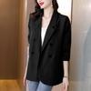 Spring Autumn Fashion Design Women Loose Jackets And Coats Long Sleeve Double Breasted Women Black Blazer