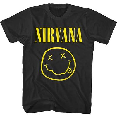 Nirvana Smile Графический принт Летняя Осенняя Зимняя Мужская и Женская Футболка с Коротким Рукавом Повседневная Свободная Уличная
