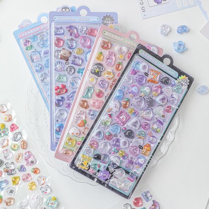 Kawaii Cartoon Stereo Sticker for Journal Scrapbook Lovely Animal Phone Guitar Sticker DIY Decor Nail Stickers Student Supplies