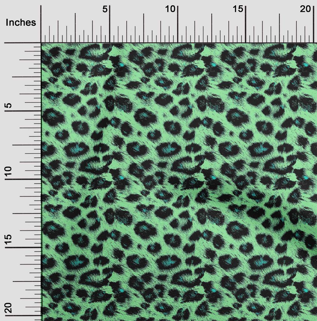 oneOone Cotton Flex Light Green Fabric Animal Skin Sewing Material Print Fabric By The Yard 40 Inch