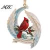 Christmas Tree Accessories Red Birds Ornament, 2D Acrylic Bird Hanging Decoration Cute Ornament with Angel Wings, Holiday Pendant for Home Decor