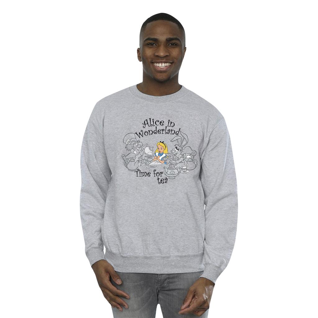 Disney Mens Alice In Wonderland Time For Tea Sweatshirt