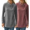 Ladies Pure Color Pile Collar Buttoned Long Sleeve Tunic Tops Autumn Winter Loose Blouse Plus Size