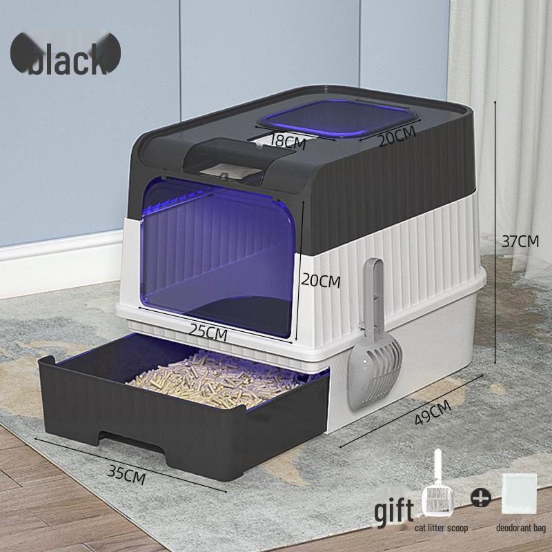 Extra Large Enclosed Cat Litter Box with UV Sterilization, Deodorizing Drawer, and Splash-Proof Design.