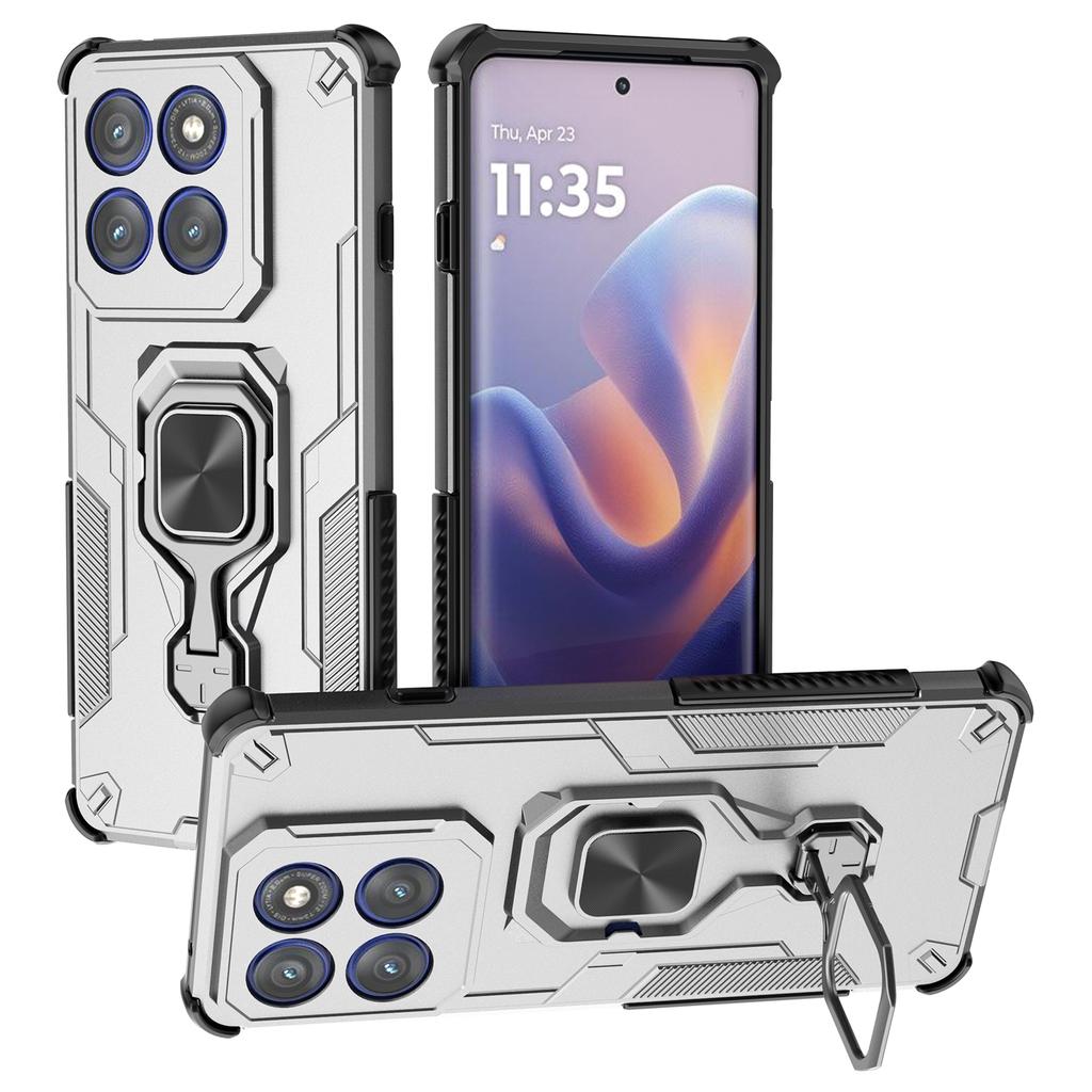 For Motorola Edge 60 Pro 5G Case Rotatable Ring Kickstand PC+TPU Shockproof Phone Cover