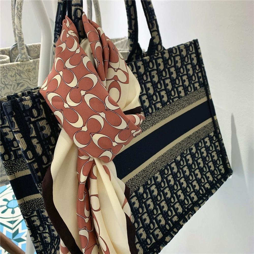 990CM Hand-Rolled Edge Ripple Pattern Square Scarf Sun Protection Twill Silk Shawl Women Luxury Headscarf