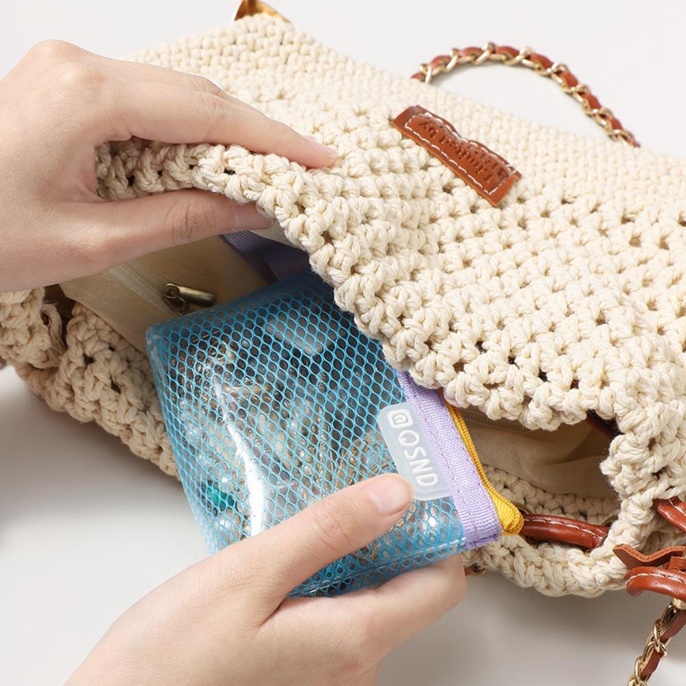 Transparent Zipper Pouches Red Envelope Travel Portable Bag Durable Mesh Storage Bags  Travel Use