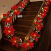 Red Flower Hanging Lights Christmas Poinsettia String Lights, 200/300cm Green Floral Garland, Battery/USB Fireplace Garland Lighting Operated