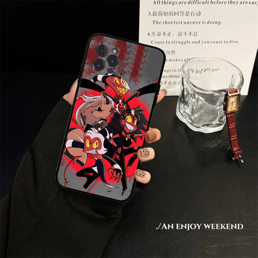 Мультяшный Чехол H-Helluva Boss Для Iphone 17 16 15 14 13 12 11 Pro Max Plus Черный Защитный Чехол