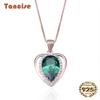 Tancise Elegant 925 Sterling Silver Necklace with Heart-shaped Emerald Zircon    Pendant Women Jewellery Wedding Party