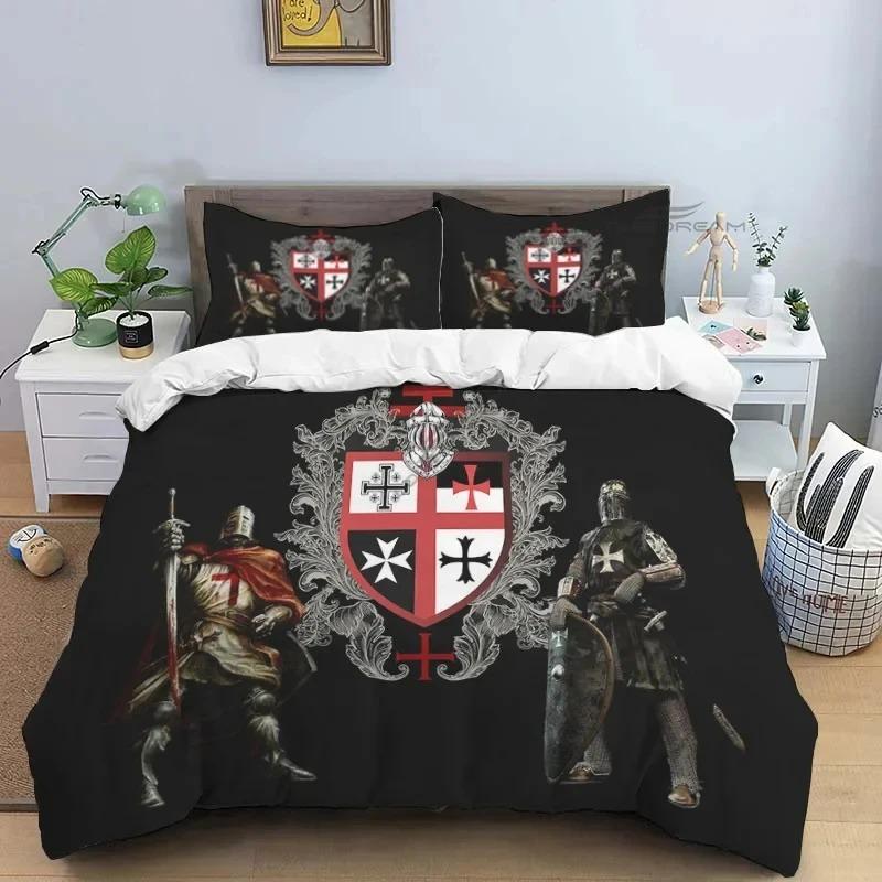 Medieval Knights Templar Comforter Bedding Set King Size Duvet Cover Quilt Pillowcase