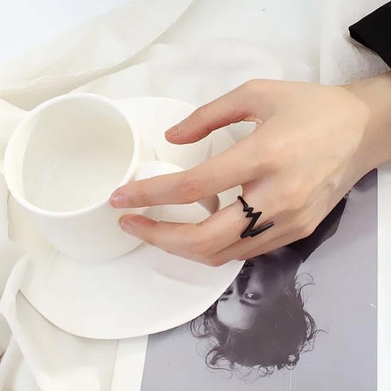 ECG Shaped Ring American Street Style Decorative Men Women Fashionable Ring