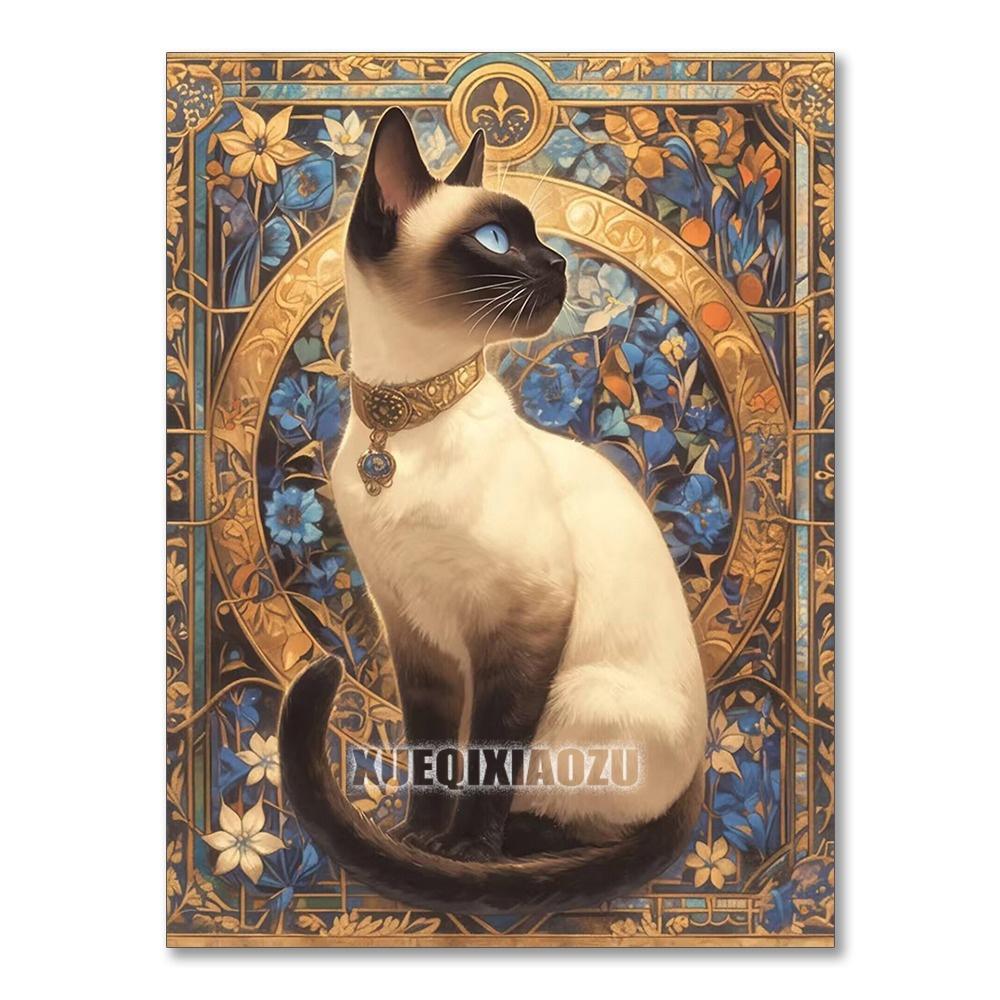 5D DIY Алмазная Живопись Вышивка Животное Кот Полностью Круглый Мозаика Цветок Полный Набор Искусство Декор Стены Ручная Работа Подарок
