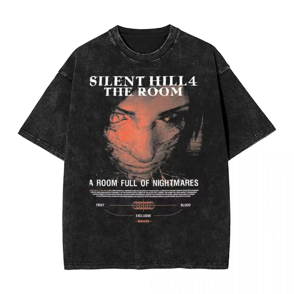 Silent Hill 3 2 4 Стильная футболка Streetwear Hip Hop Модная футболка Мужская Женская Хлопок Оверсайз Летняя Меланж Новинка Винтажные Топы