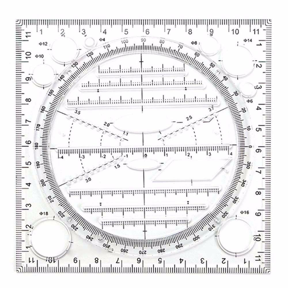 Function Multipurpose Springhall Angle Geometric Drawing Template Circle Maker Drawing Ruler Multifunctional Drawing Ruler