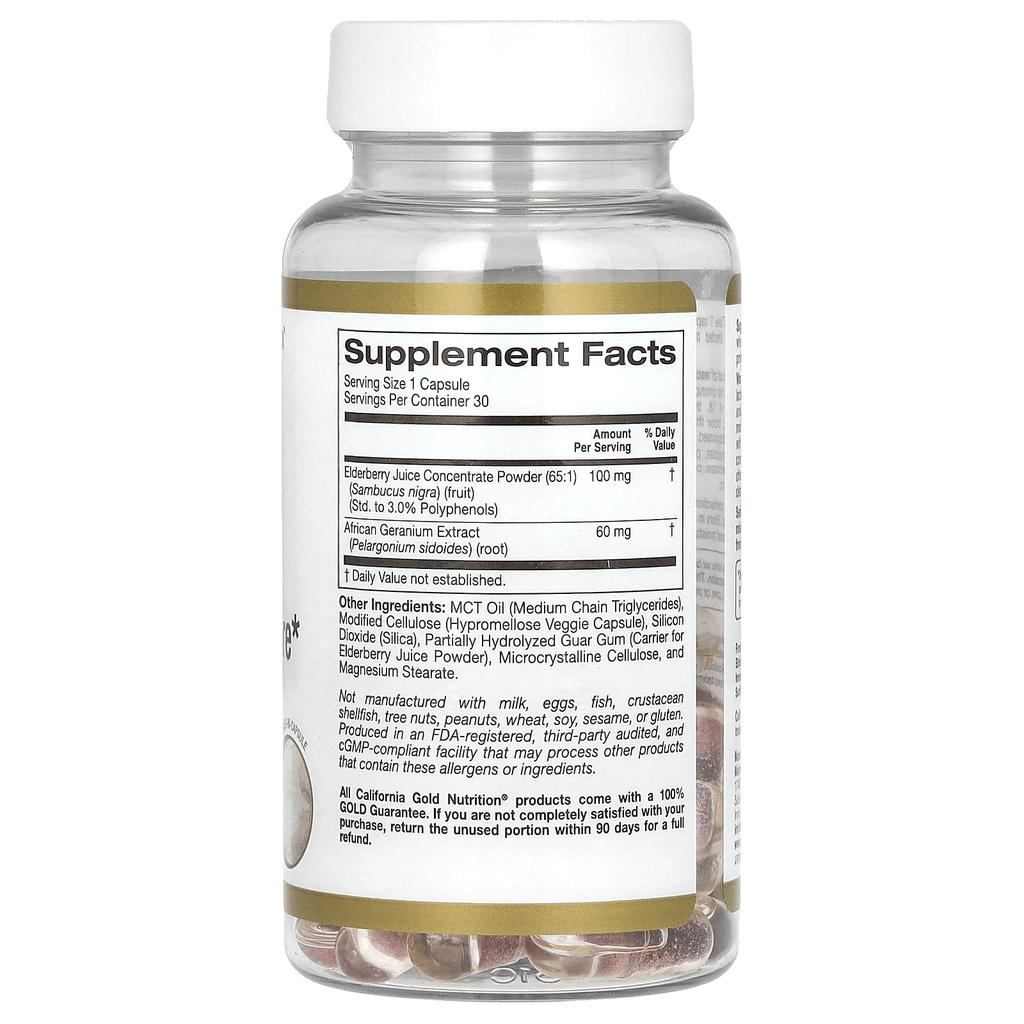 California Gold Nutrition Иммунная и респираторная поддержка, 30 растительных капсул