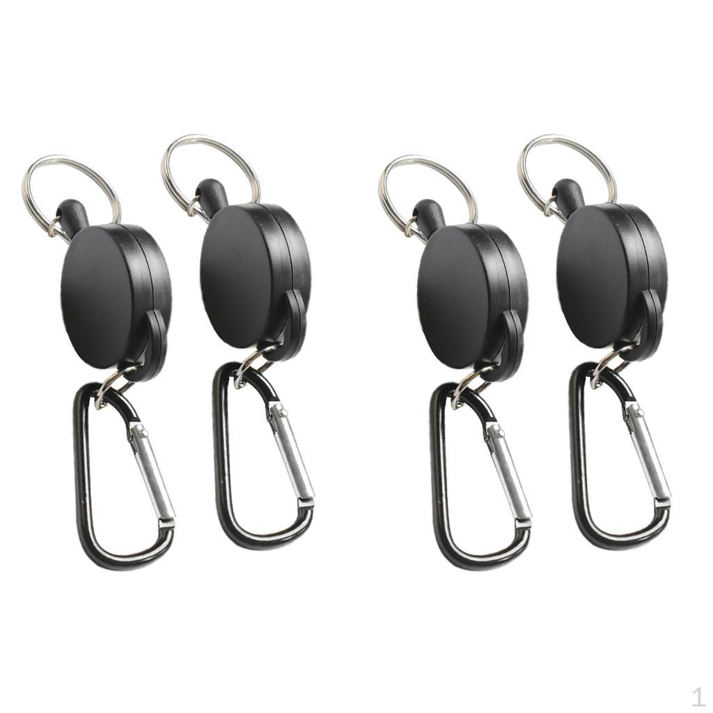 4 шт. Выдвижной держатель для ID-карты, Сверхпрочный карабин, Брелок для ключей с клипсой для ремня и дюйм