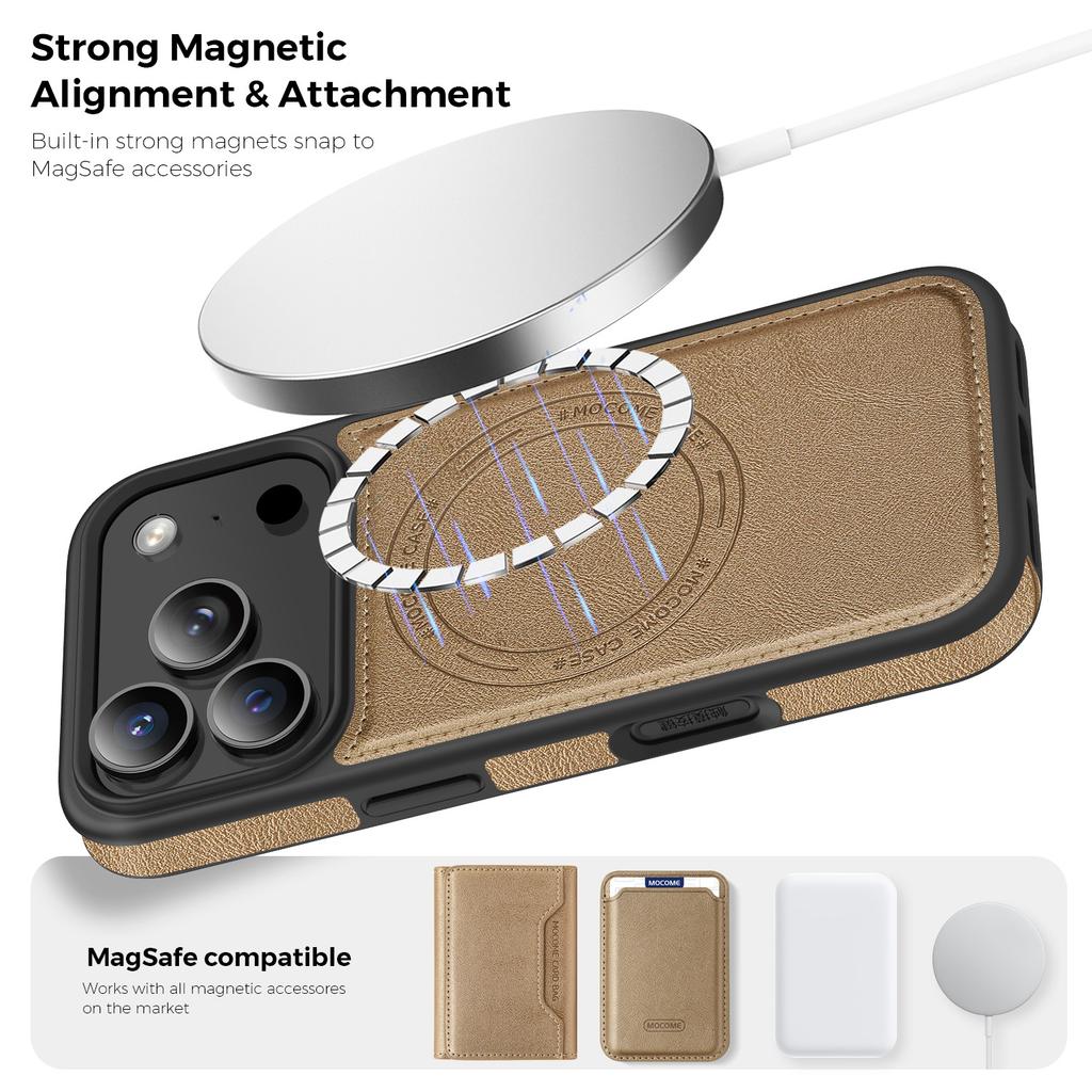 Чехол для iPhone 17 Pro, совместимый с MagSafe, с кожаной задней панелью