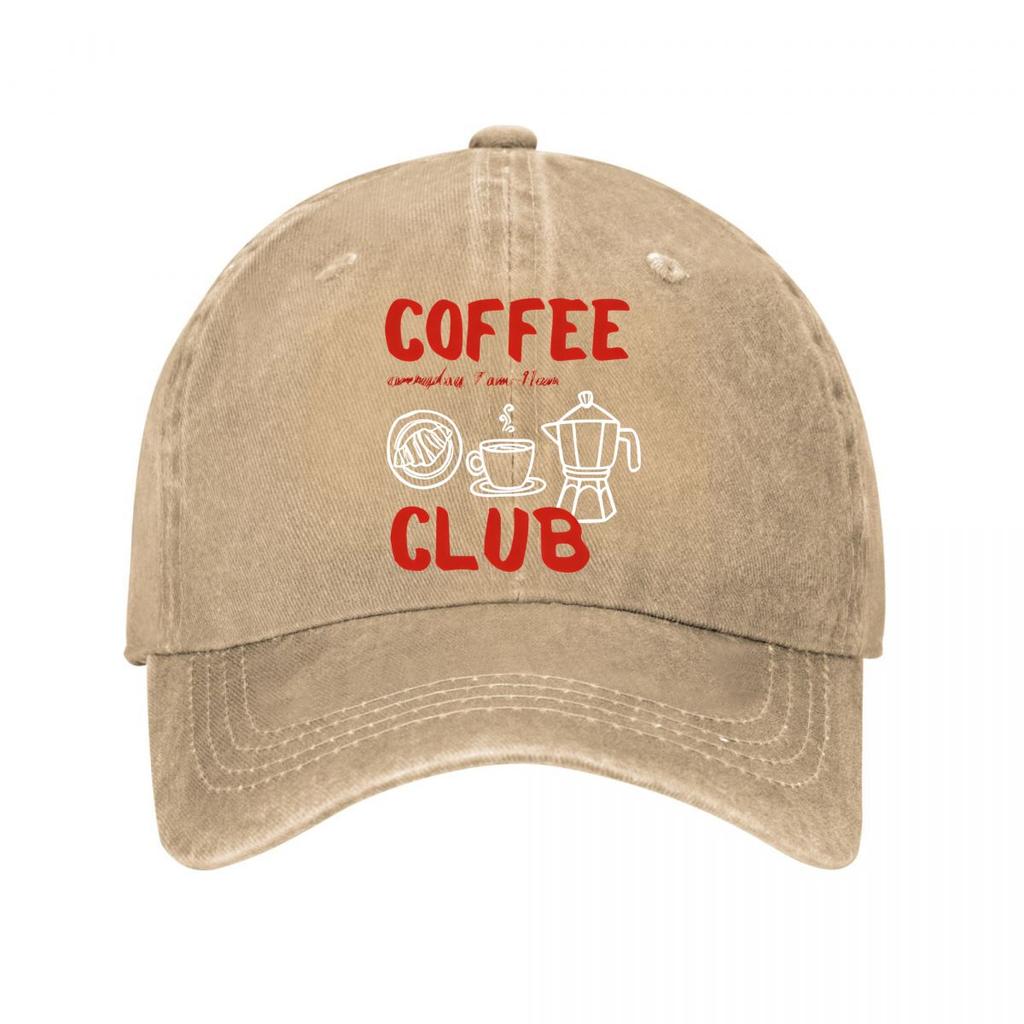 D Flat Printed Coffee Club Baseball Cap  New Vintage Washed Cotton Baseball Cap Parent Kids Sun Hats