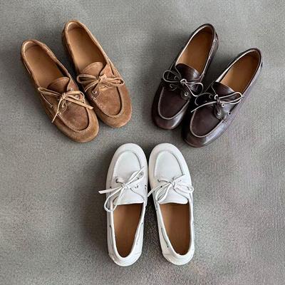 Версия из овчины~ нишевые ретро полированные на плоской подошве туфли-лодочки из маленькой кожи с круглым носком, кожаные универсальные туфли в британском стиле, женские