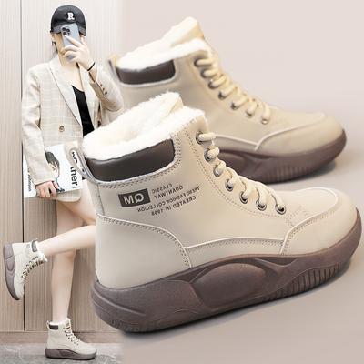 Женские зимние теплые ботинки для снега, плюшевые хлопковые туфли, зимние высокие кроссовки для сноуборда, женская обувь, повседневные теплые уличные кроссовки для стрельбы, студенческие кроссовки