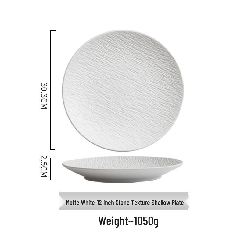 Черно-белая керамическая неглубокая тарелка пищевого класса - Роскошный стиль для обедов и завтраков