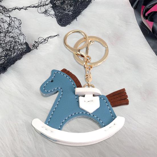 Keychain Imitation Leather Shaking Horse Design Key Chain Pendant Lightweight Key Holder
