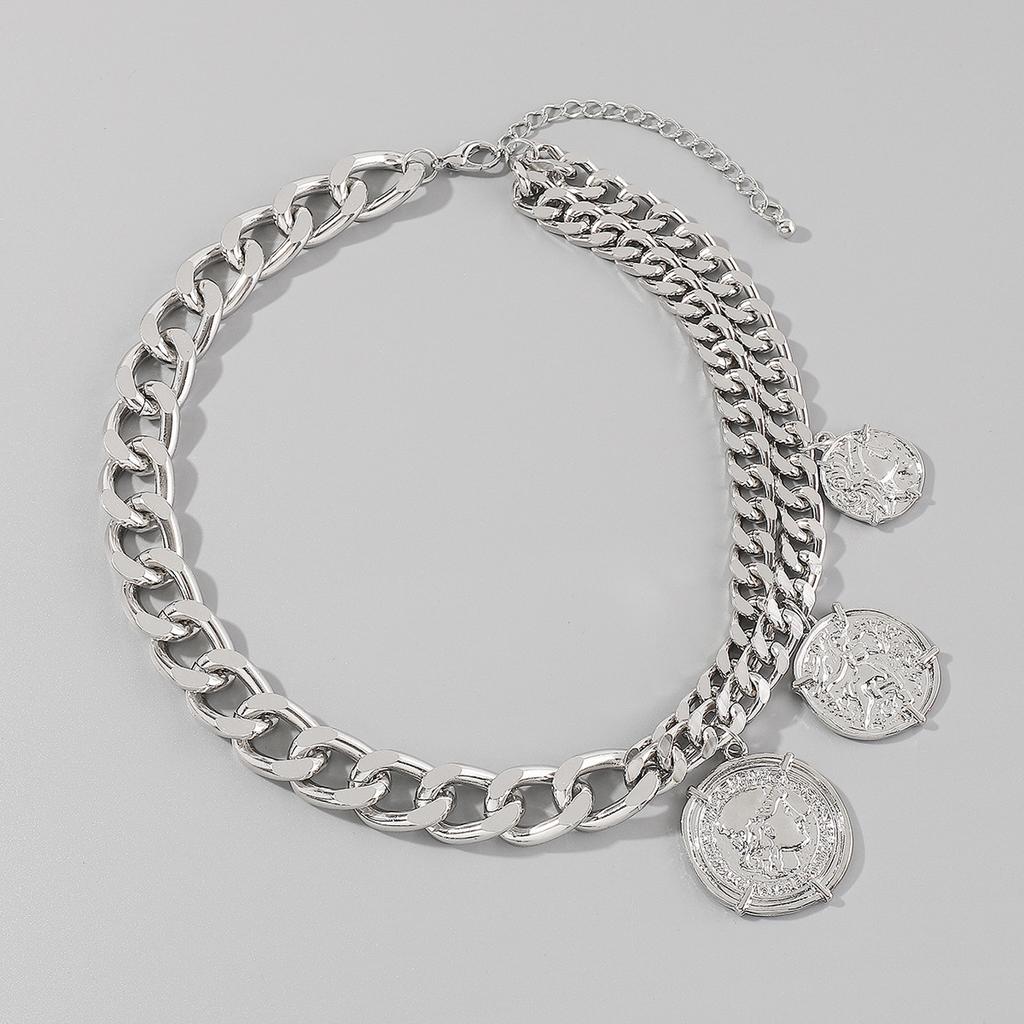 Tooxika Металлическая цепочка-ожерелье Креативный нишевый дизайн Минималистичная цепочка-ожерелье с круглым кулоном