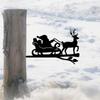 1pc Reindeer and Santa Claus Metal Wall Art - Steel Silhouette On Branch, Ideal for Home, Garden and Outdoor Statue Decoration