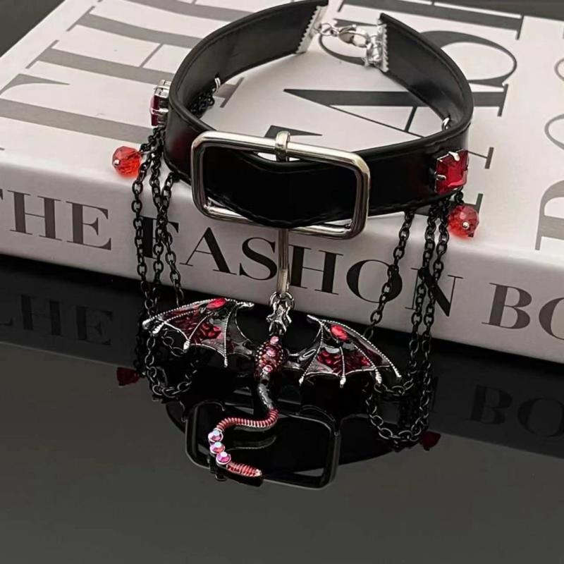 GemChic Женское персонализированное ожерелье с подвеской в виде темного дракона в виде ключицы, модная ретро-цепочка, рождественский подарок на цепочку