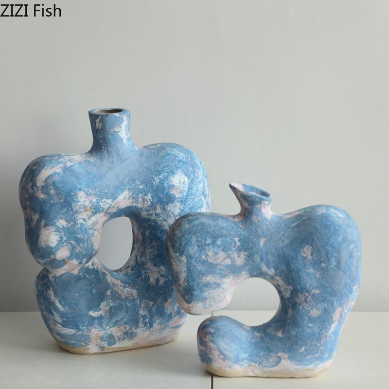 Hollowed Out Apple Ceramic Vase Creative Retro Plant Pot Table Decoration Flowers Arrangement Floral Vases Room Aesthetic Decor