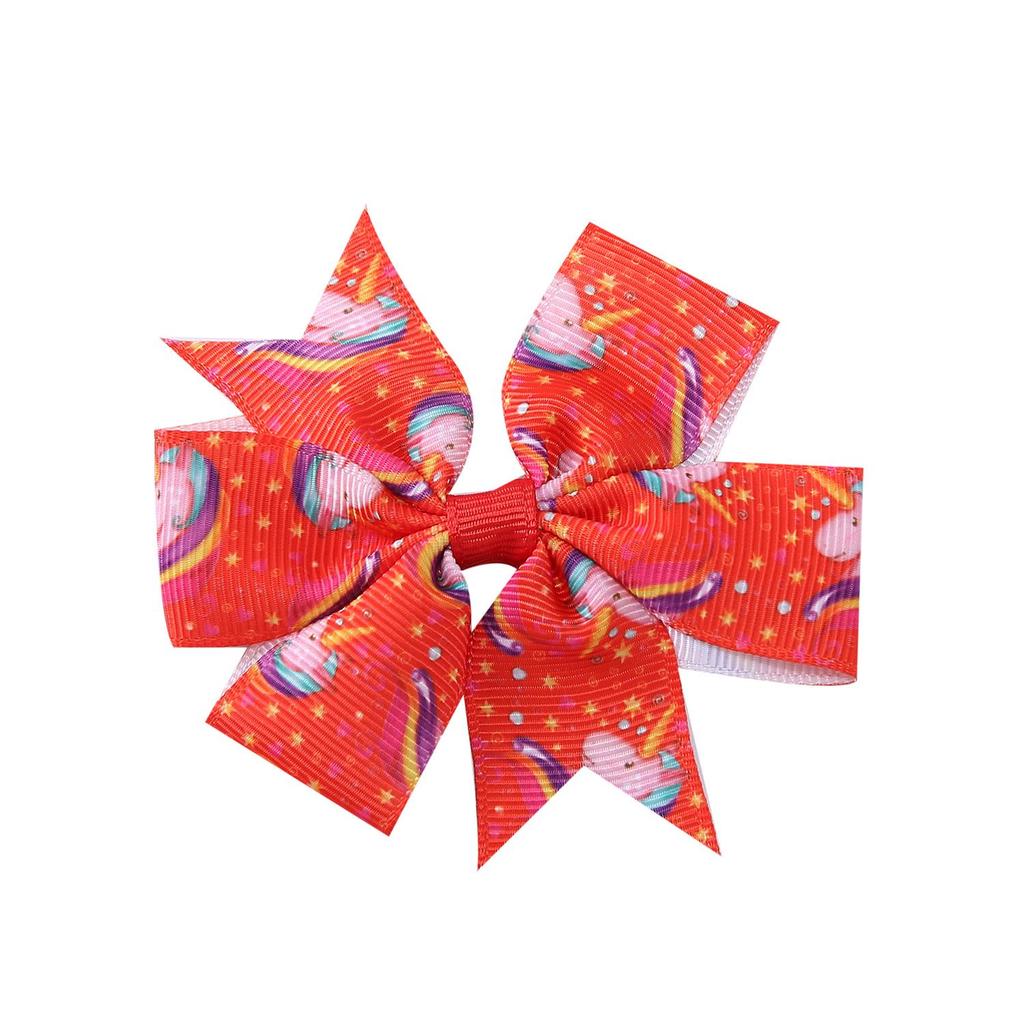 A313 Лента гросгрейн «Единорог» Заколка для волос с бантом «шесть ушей» для детей – Рождественская коллекция