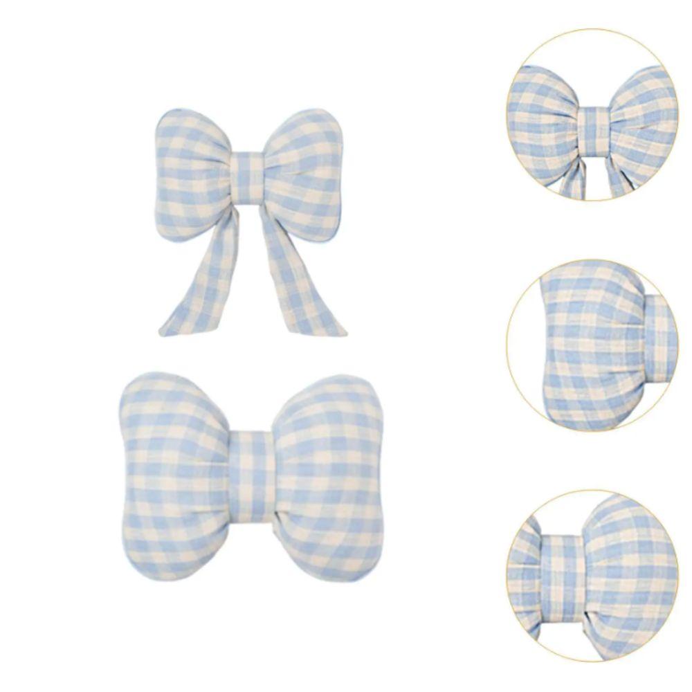 Grid Pattern Bowknot Pillows Plaid Interior Car Seat Cushion Bow Shape Pillow Adults Use
