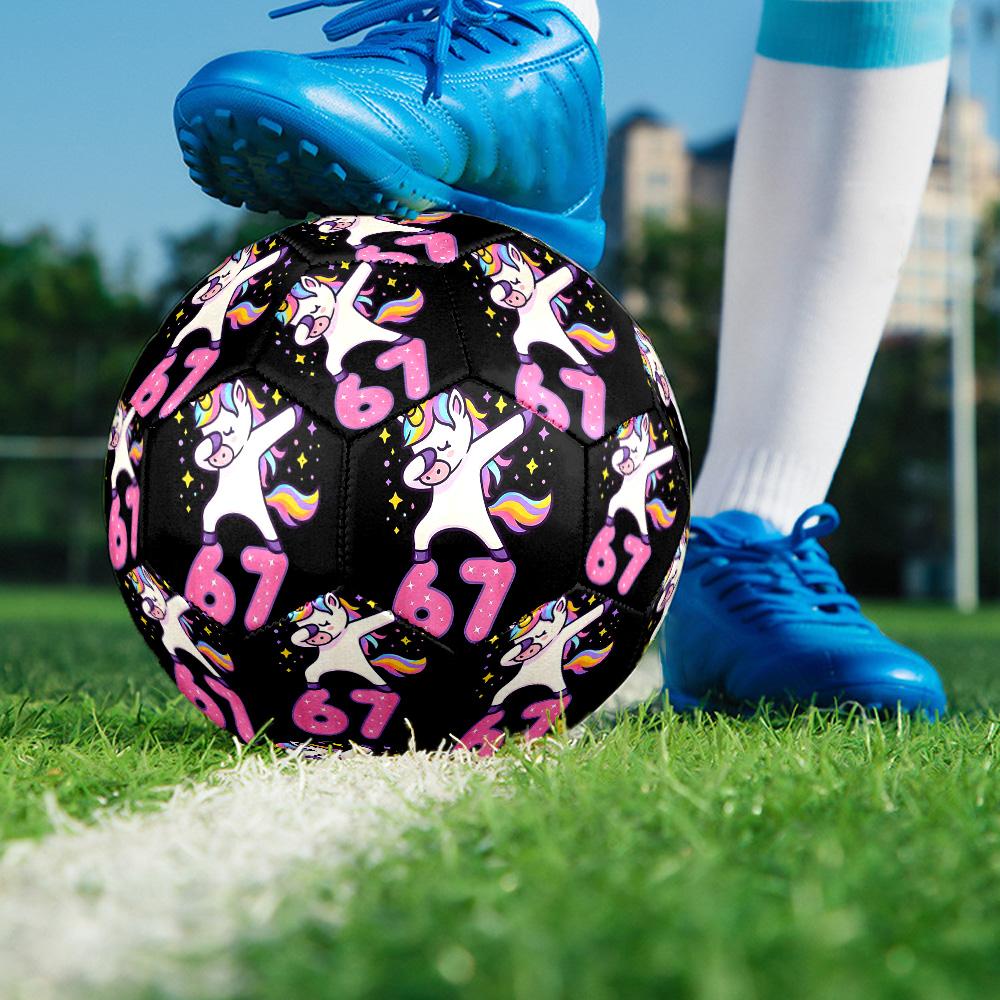 Unicorn Celebration Number 67 Size 5 Soccer Balls, High-Quality, Anti-Slip, Protective Football, a Unique Gift Suitable for Birthdays, Christmas