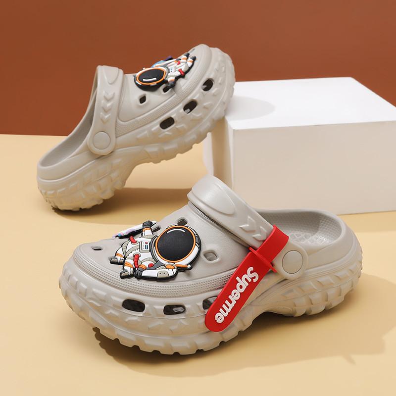 Удобные и стильные детские ЭВА туфли с отверстиями, дышащие, нескользящие пляжные сандалии для мальчиков