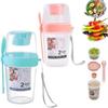 Convenient Breakfast Salad Cup, Portable Yogurt Cereal, Oatmeal Snacks, Frozen Cake Container with Lid Fork, Salad Dressing Rack