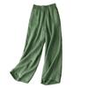 1PC Elastic Waist Straight Tube Pants Cotton Linen Wide Leg Pants Trousers Pants Women Loose Soft