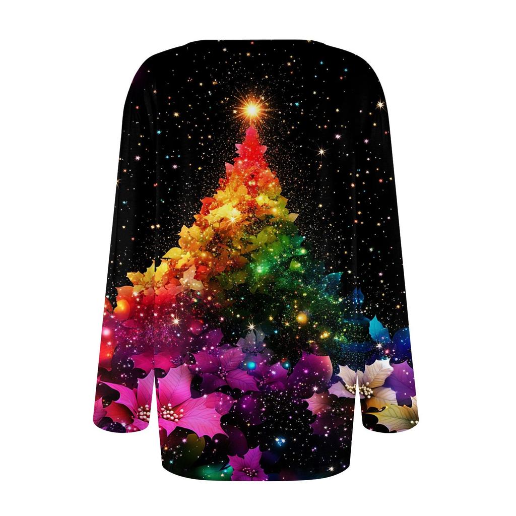 Женская повседневная модная футболка с круглым вырезом и длинными складками на Рождество