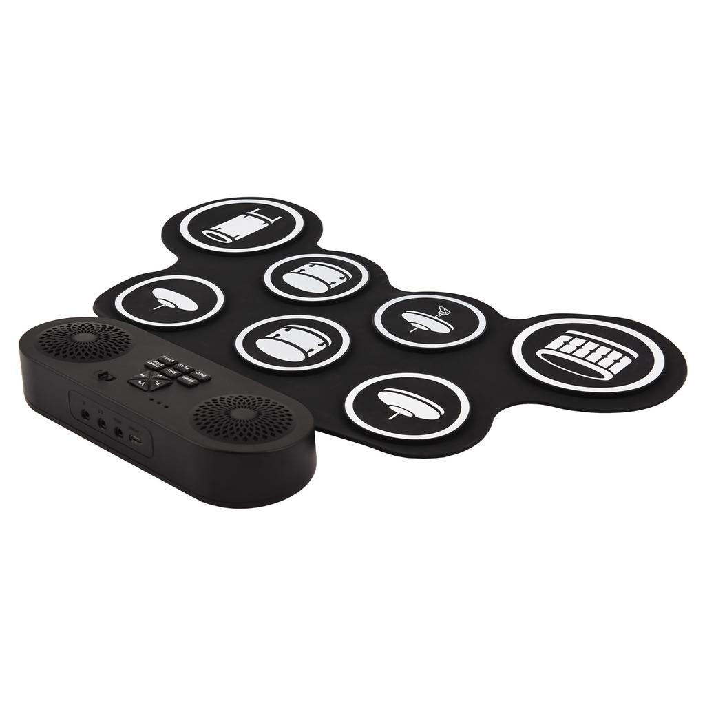 Electronic Drum Set Hand Roll Drum Set 7 Pads with Dual Speaker 7 Drum Styles 6 Rhythms 10 Demo