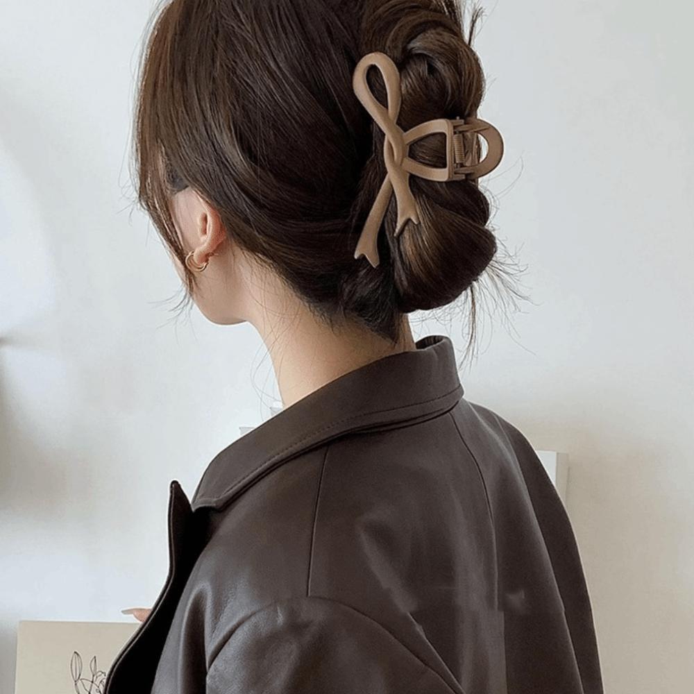 Solid Acrylic Twisted Hair Claws Plastic Shark Clips Geometric Matte Bow Hair Clips Travel