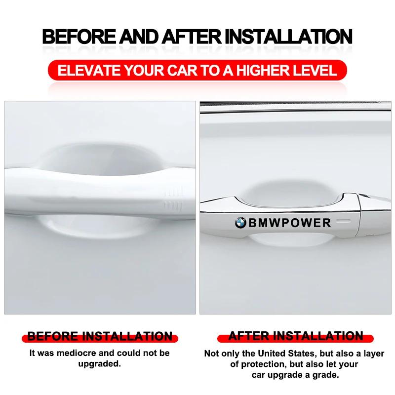 4 шт. наклейки на дверные ручки автомобиля, наклейки на шины и зеркала заднего вида для BMW F30 F10 E90 F20 E46 E60 E70 E39 E36 E87 E28 X3 X4 X7 E92 E91