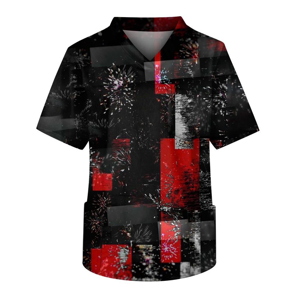 Модный мужской топ с коротким рукавом и V-образным вырезом с принтом и карманом на груди