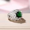 French Color Treasure High-End Emerald Ring, Niche Design Light Luxury Versatile Zircon Women'S Ring