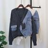 Осень и зима новый вязаный кардиган с джинсовыми вставками, свободный, повседневный, универсальный свитер-жакет женский