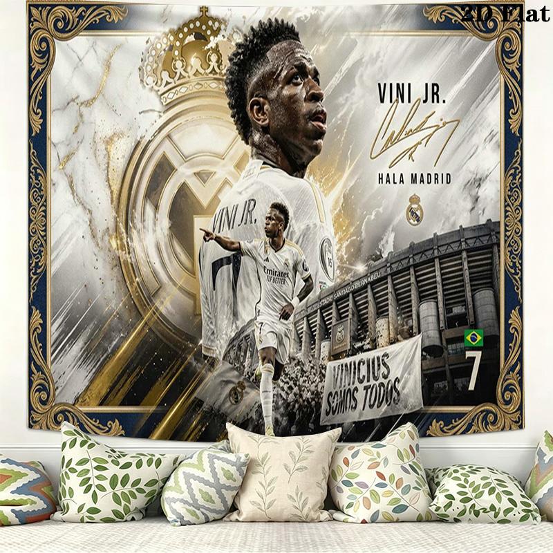 Vinicius Junior Wall Tapestry Aesthetic Wall Hanging Printed Fabric Blanket Decorative Tapestries for Bedroom Living Room Home Decor