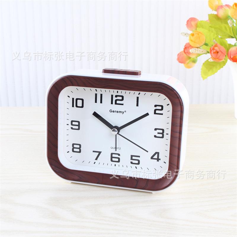 Simple alarm clock imitation wood grain children's electronic clock student desktop clock with alarm